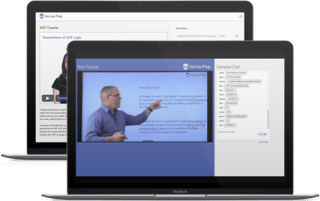 Two laptops showing an on demand class and a live online course Two laptops showing an on demand class and a live online course