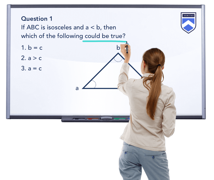 SAT practice question on whiteboard SAT practice question on whiteboard