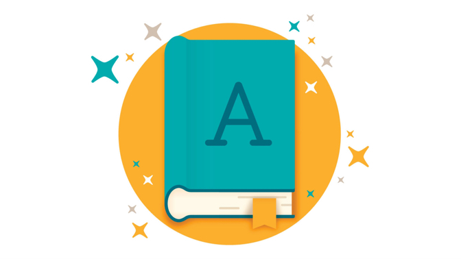 Book with letter A. Book with letter A.