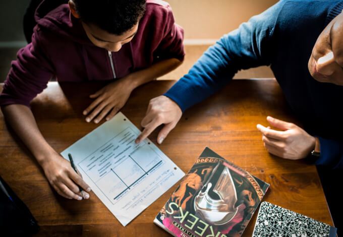 Student getting tutored in person